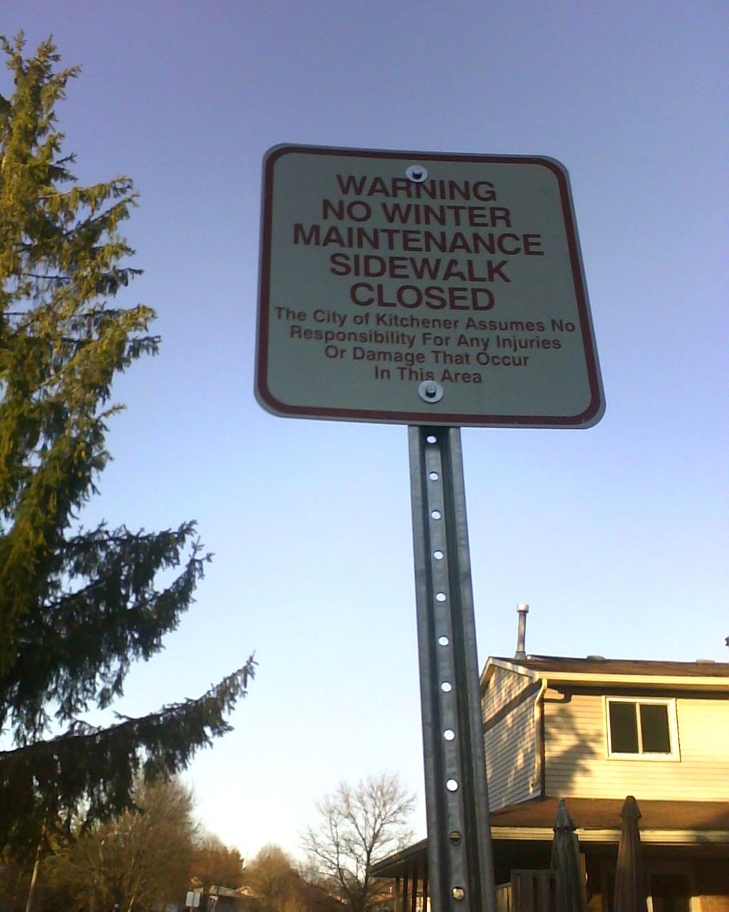 Warning: No winter maintenance