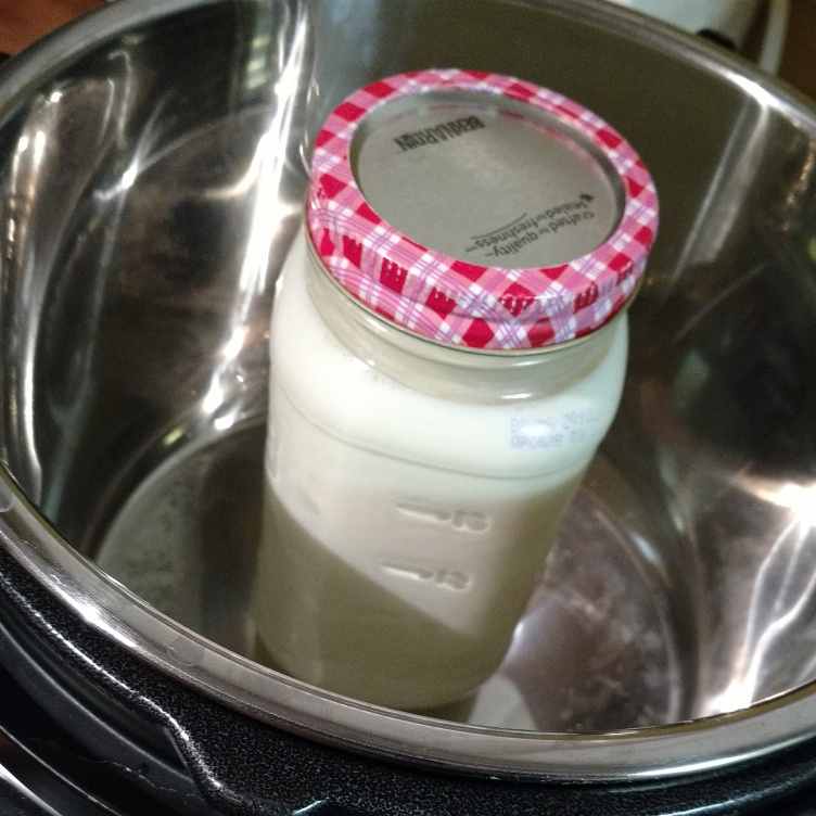 Jar of milk with culture added